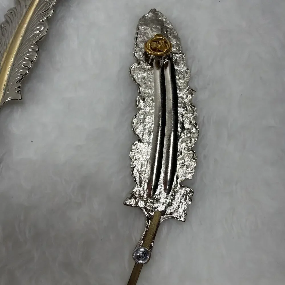 Metal Silver / Gold Feather Hat Pin - Western Style – Inspired Look